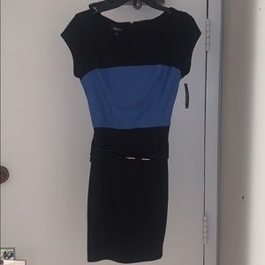 Black/Blue Midi Mini Peplum Dress
